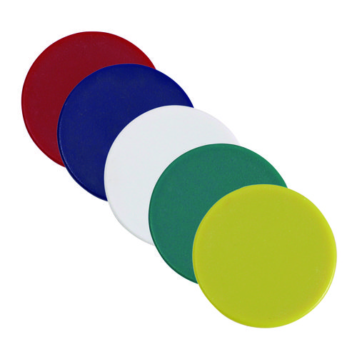 Picture of High-Intensity Assorted Magnets, Circles, Assorted Colors, 0.75", 1.25" and 1.5" Diameters, 30/Pack