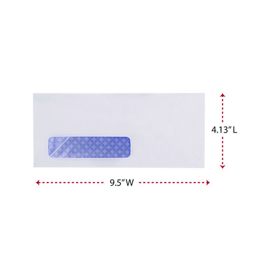 Picture of Open-Side Security Tint Business Envelope, 1 Window, #10, Commercial Flap, Gummed Closure, 4.13 x 9.5, White, 500/Box