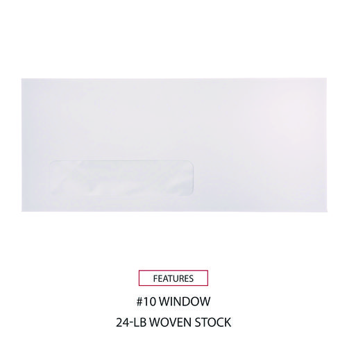 Picture of Open-Side Business Envelope, 1 Window, #10, Commercial Flap, Gummed Closure, 4.13 x 9.5, White, 500/Box