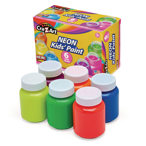 Picture of Neon Washable Kids' Paint, 6 Assorted Neon Colors, 2 oz Bottle, 6/Pack