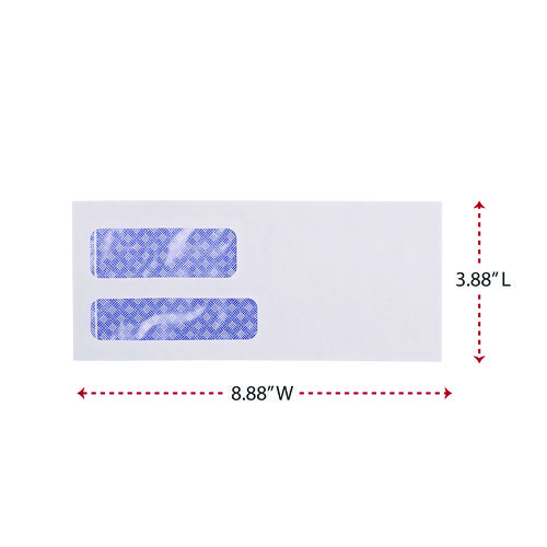 Picture of Double Window Business Envelope, #9, Commercial Flap, Gummed Closure, 3.88 x 8.88, White, 500/Box