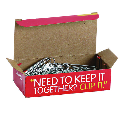 Picture of Paper Clips, Jumbo, Smooth, Silver, 100 Clips/Box, 10 Boxes/Pack