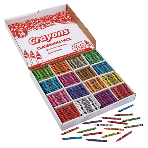 Picture of Crayons, 16 Assorted Colors, 800/Pack