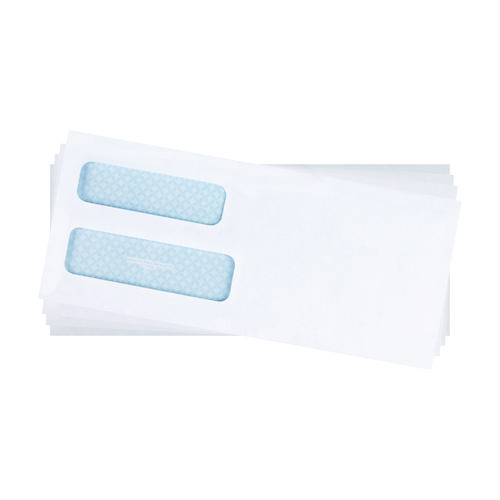 Picture of Double Window Security-Tinted Check Envelope, #10, Commercial Flap, Gummed Closure, 4.13 x 9.5, White, 500/Box