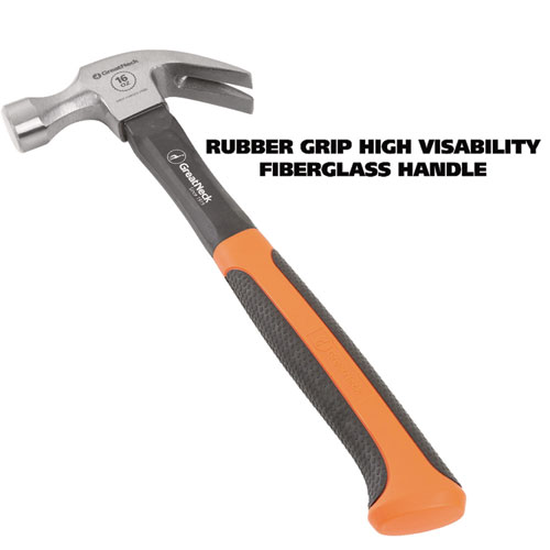 Picture of 16 oz Claw Hammer with High-Visibility Orange Fiberglass Handle