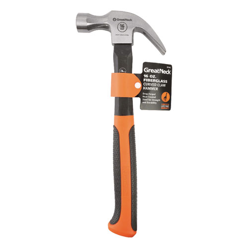 Picture of 16 oz Claw Hammer with High-Visibility Orange Fiberglass Handle