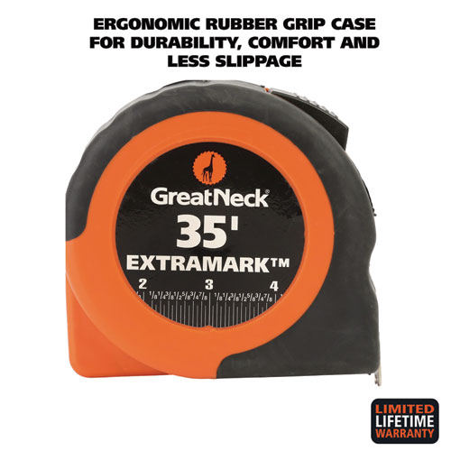 Picture of ExtraMark Tape Measure, 1" x 35 ft, Steel, Orange/Black