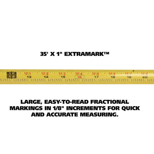 Picture of ExtraMark Tape Measure, 1" x 35 ft, Steel, Orange/Black