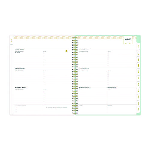 Picture of Day Designer Secret Garden Mint Frosted Weekly/Monthly Planner, Floral Artwork, 11 x 8.5, 12-Month (Jan to Dec): 2025