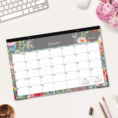 Picture of Sophie Desk Pad, Floral Artwork, 17 x 11, Multicolor Sheets, Black Binding, Clear Corners, 12-Month (Jan to Dec): 2025