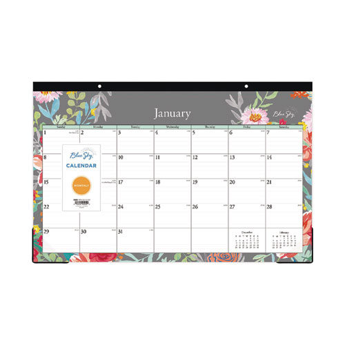 Picture of Sophie Desk Pad, Floral Artwork, 17 x 11, Multicolor Sheets, Black Binding, Clear Corners, 12-Month (Jan to Dec): 2025