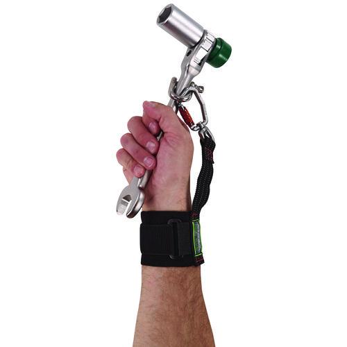 Picture of Squids 3122 Pull-On Wrist Tool Lanyard with Carabiner Anchor, 5 lb Max Working Capacity, 7" Long, Black