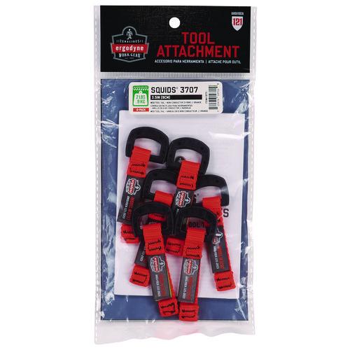 Picture of Squids 3707 Web Tool Tether Attachment w/ Non-Conductive D-Ring Tool Tails, 2 lb Max Working Capacity, 3.5", Orange, 6/Pack