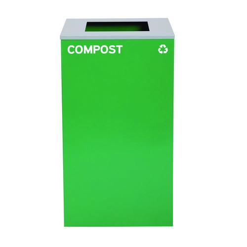 Picture of 29 Gallon Trash/Recycling Cans, Steel, Blue Recycling Can, Green Compost Can, Black Trash Can with Square Lids