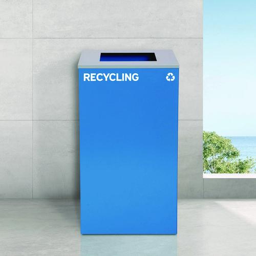 Picture of 29 Gallon Trash/Recycling Cans, Steel, Blue Recycling Can, Green Compost Can, Black Trash Can with Square Lids