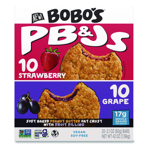 Picture of PB and J Variety Pack, Peanut Butter/Grape and Peanut Butter/Strawberry, 2.1 oz Bar, 12/Box