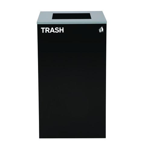 Picture of 29 Gallon Trash/Recycling Cans, Steel, Blue Recycling Can, Green Recycling Can, Black Trash Can with Square Lids