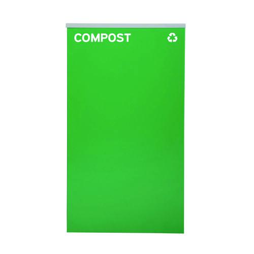 Picture of 29 Gallon Trash/Recycling Cans, Steel, Blue Cans/Bottles Recycling Can w/Mixed Lid, Green Compost and Black Trash w/Sq Lid