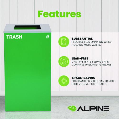 Picture of 29 Gallon Trash/Recycling Cans, Steel, Green Trash Can with Square Lid