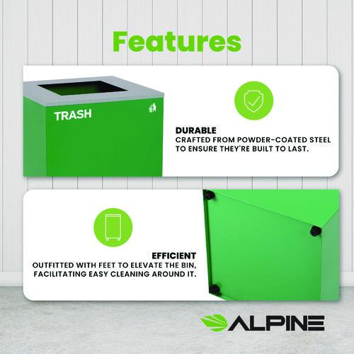 Picture of 29 Gallon Trash/Recycling Cans, Steel, Green Trash Can with Square Lid
