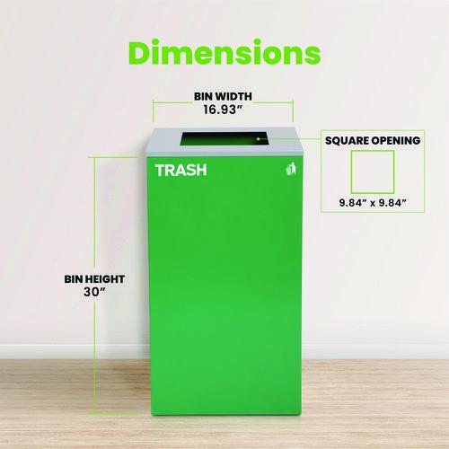 Picture of 29 Gallon Trash/Recycling Cans, Steel, Green Trash Can with Square Lid