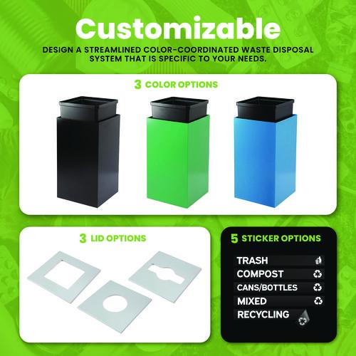 Picture of 29 Gallon Trash/Recycling Cans, Steel, Green Trash Can with Square Lid