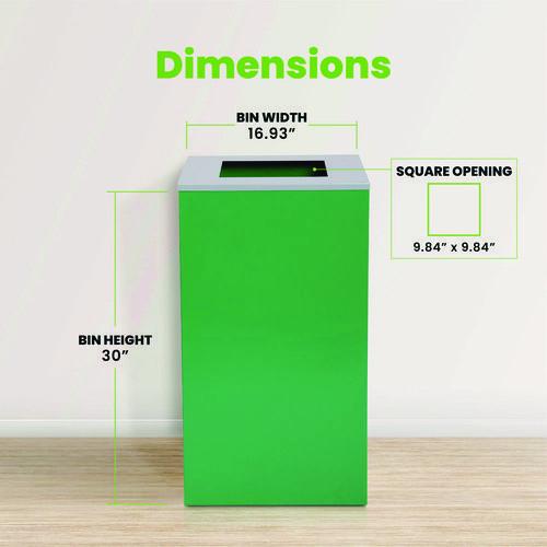 Picture of 29 Gallon Trash/Recycling Cans, Steel, Green Can with Square Lid