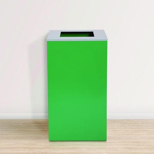 Picture of 29 Gallon Trash/Recycling Cans, Steel, Green Can with Square Lid