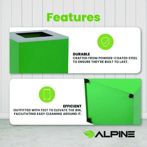 Picture of 29 Gallon Trash/Recycling Cans, Steel, Green Can with Square Lid