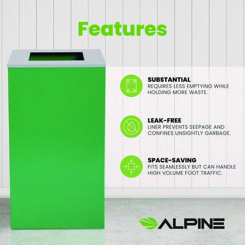 Picture of 29 Gallon Trash/Recycling Cans, Steel, Green Can with Square Lid