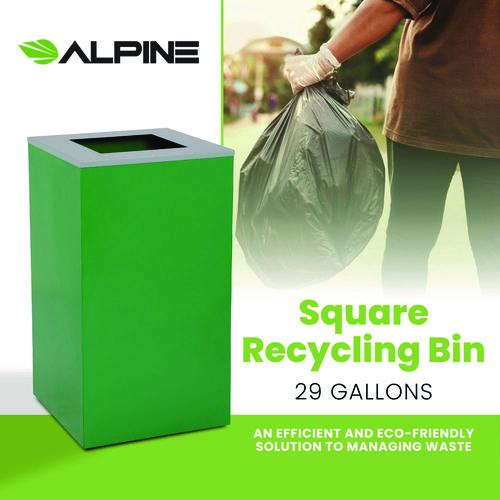 Picture of 29 Gallon Trash/Recycling Cans, Steel, Green Can with Square Lid
