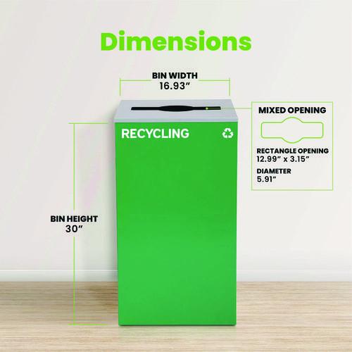 Picture of 29 Gallon Trash/Recycling Cans, Steel, Green Recycling Can with Mixed Lid