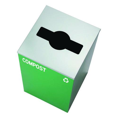 Picture of 29 Gallon Trash/Recycling Cans, Steel, Green Compost Can with Mixed Lid