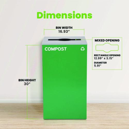 Picture of 29 Gallon Trash/Recycling Cans, Steel, Green Compost Can with Mixed Lid