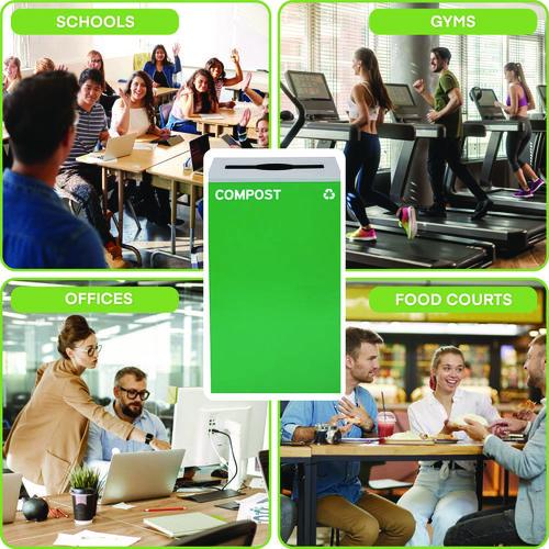 Picture of 29 Gallon Trash/Recycling Cans, Steel, Green Compost Can with Mixed Lid