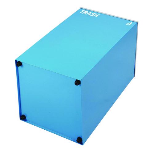 Picture of 29 Gallon Trash/Recycling Cans, Steel, Blue Trash Can with Square Lid