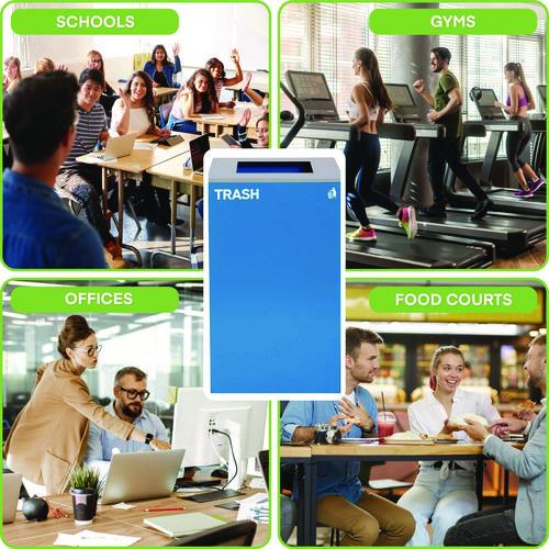 Picture of 29 Gallon Trash/Recycling Cans, Steel, Blue Trash Can with Square Lid