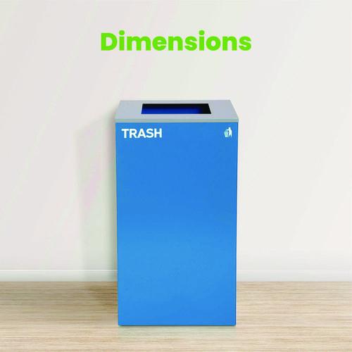 Picture of 29 Gallon Trash/Recycling Cans, Steel, Blue Trash Can with Square Lid