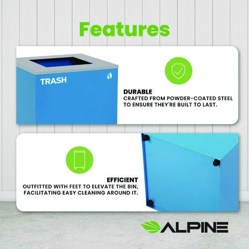 Picture of 29 Gallon Trash/Recycling Cans, Steel, Blue Trash Can with Square Lid