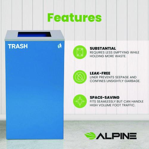Picture of 29 Gallon Trash/Recycling Cans, Steel, Blue Trash Can with Square Lid