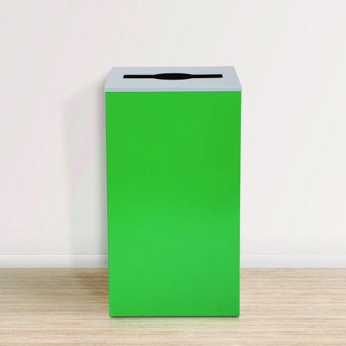Picture of 29 Gallon Trash/Recycling Cans, Steel, Green Can with Mixed Lid