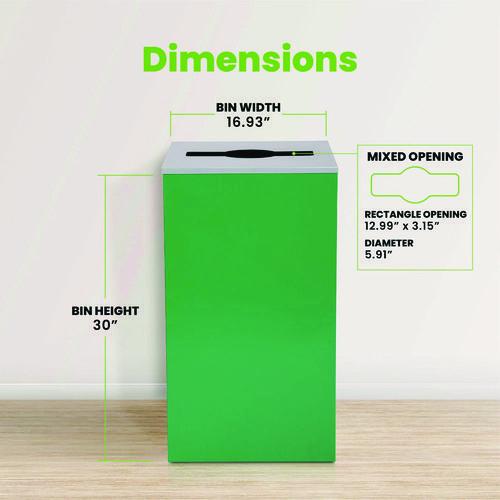 Picture of 29 Gallon Trash/Recycling Cans, Steel, Green Can with Mixed Lid