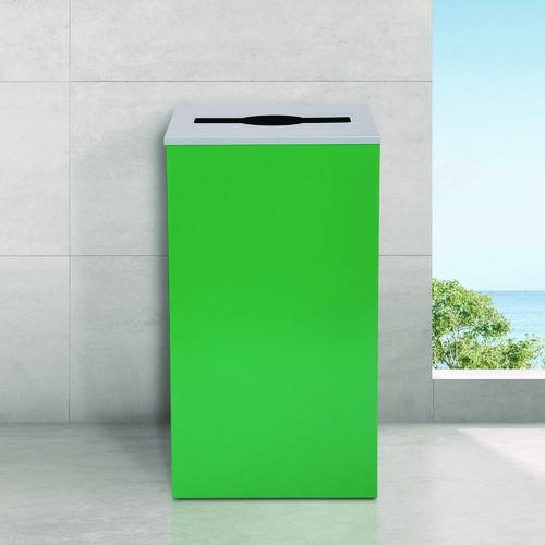 Picture of 29 Gallon Trash/Recycling Cans, Steel, Green Can with Mixed Lid
