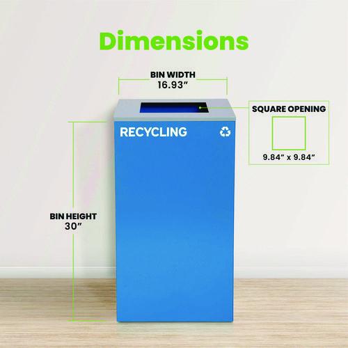 Picture of 29 Gallon Trash/Recycling Cans, Steel, Blue Recycling Can with Square Lid