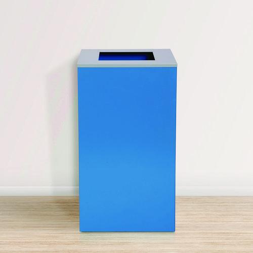 Picture of 29 Gallon Trash/Recycling Cans, Steel, Blue Can with Square Lid