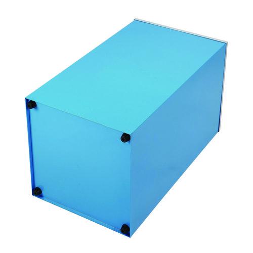 Picture of 29 Gallon Trash/Recycling Cans, Steel, Blue Can with Square Lid