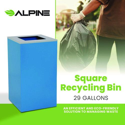 Picture of 29 Gallon Trash/Recycling Cans, Steel, Blue Can with Square Lid