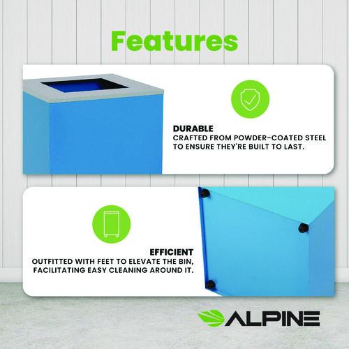 Picture of 29 Gallon Trash/Recycling Cans, Steel, Blue Can with Square Lid