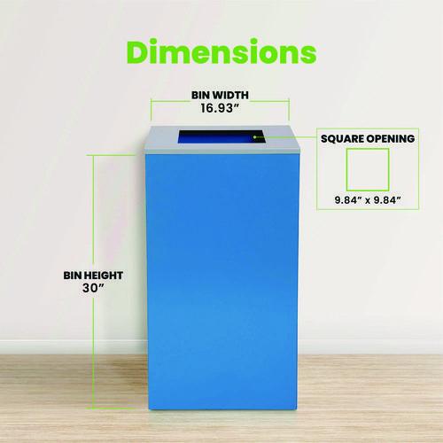 Picture of 29 Gallon Trash/Recycling Cans, Steel, Blue Can with Square Lid