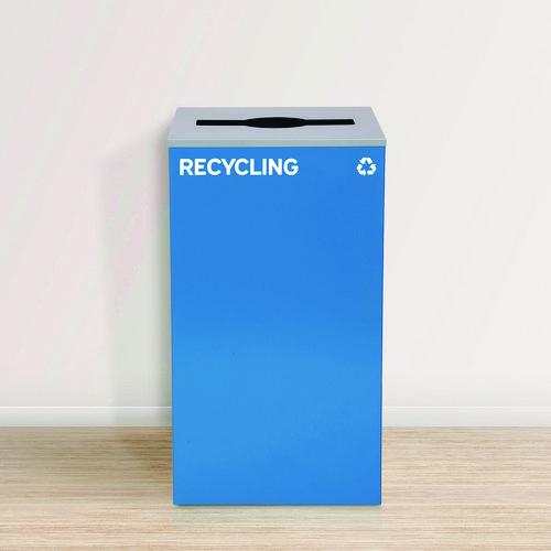 Picture of 29 Gallon Trash/Recycling Cans, Steel, Blue Recycling Can with Mixed Lid
